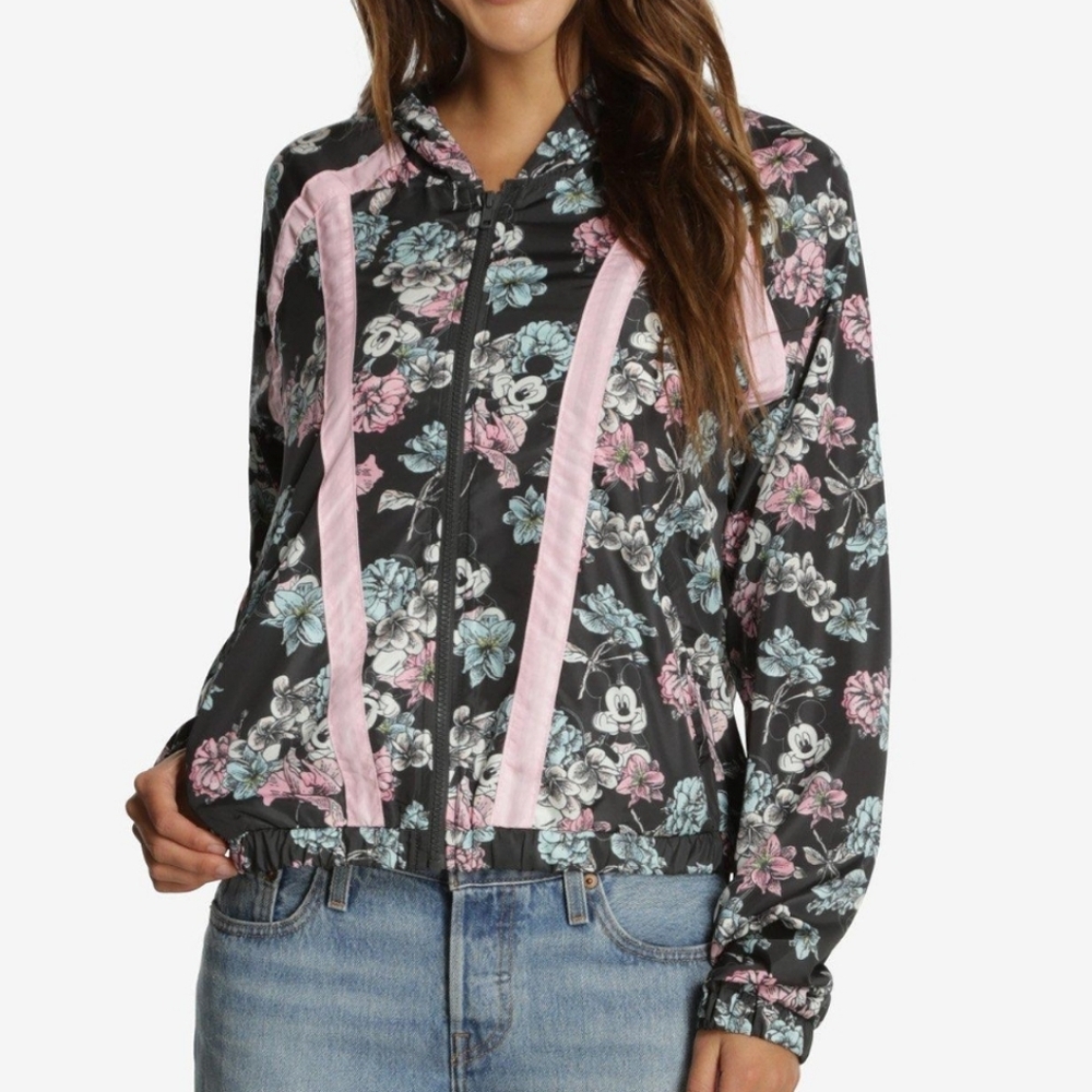 Disney Mickey Mouse Floral Windbreaker Size Large‎
